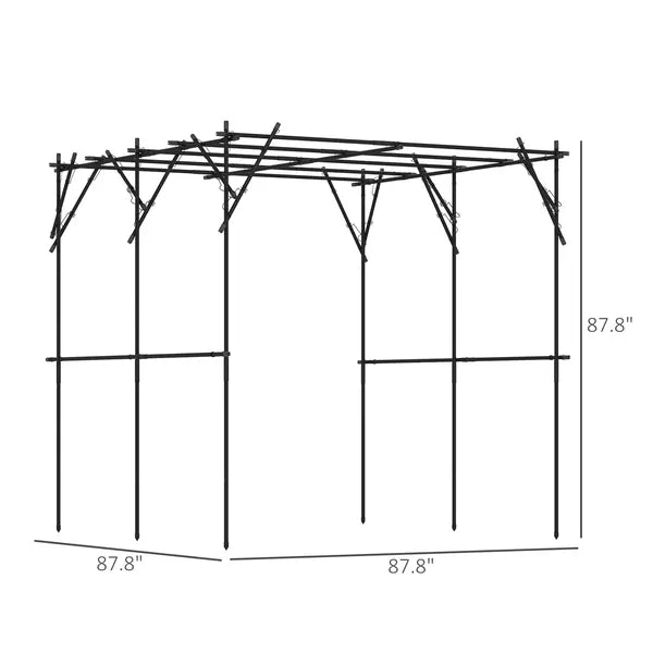 Outsunny Garden Arch Trellis, 7.3 Ft Tall Metal Plant Trellis Support with Climbing Net, Cucumber Trellis for Vegetables, Black - product image 3