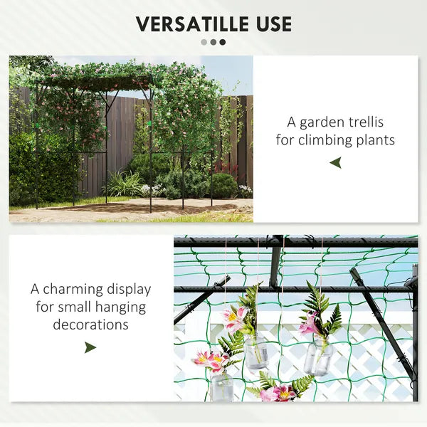 Outsunny Garden Arch Trellis, 7.3 Ft Tall Metal Plant Trellis Support with Climbing Net, Cucumber Trellis for Vegetables, Black - product image 7