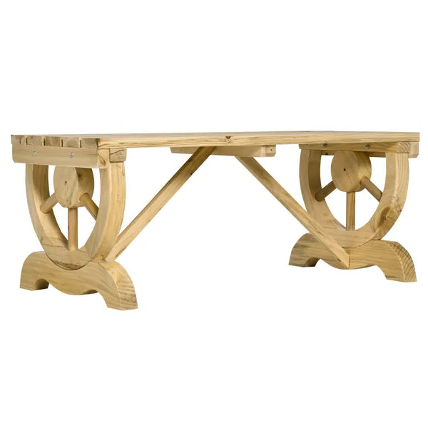 Outsunny Garden Bench 2-Person Outdoor Wagon Wheel Porch Bench Natural for Backyard Patio - product image 11