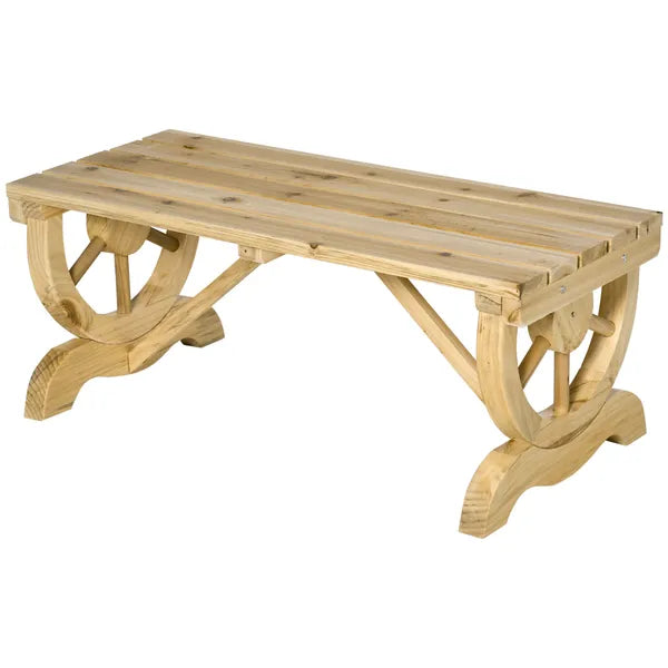 Outsunny Garden Bench 2-Person Outdoor Wagon Wheel Porch Bench Natural for Backyard Patio - product image 12