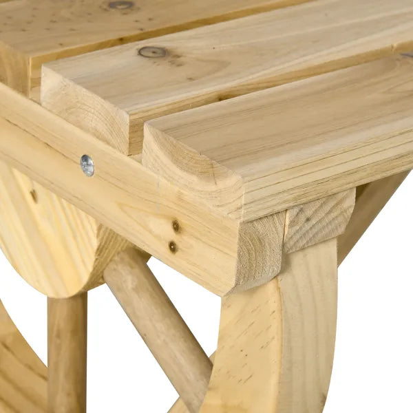 Outsunny Garden Bench 2-Person Outdoor Wagon Wheel Porch Bench Natural for Backyard Patio - product image 9