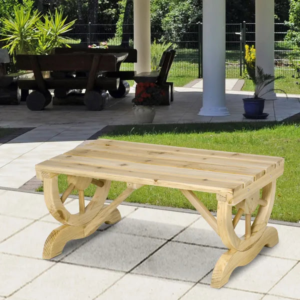 Outsunny Garden Bench 2-Person Outdoor Wagon Wheel Porch Bench Natural for Backyard Patio - product image 10