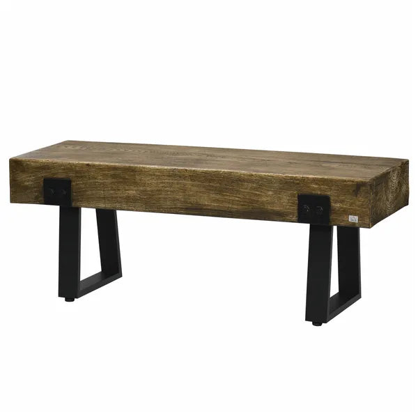 HOMCOM Garden Bench with Metal Legs, Rustic Wood Effect, Concrete Entryway Bench, for Patio, Park, Porch, Lawn, Natural/Black - product image 11
