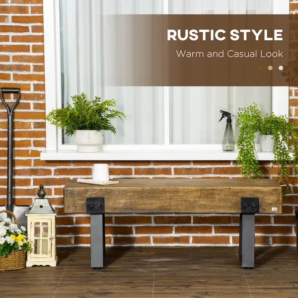 HOMCOM Garden Bench with Metal Legs, Rustic Wood Effect, Concrete Entryway Bench, for Patio, Park, Porch, Lawn, Natural/Black - product image 4