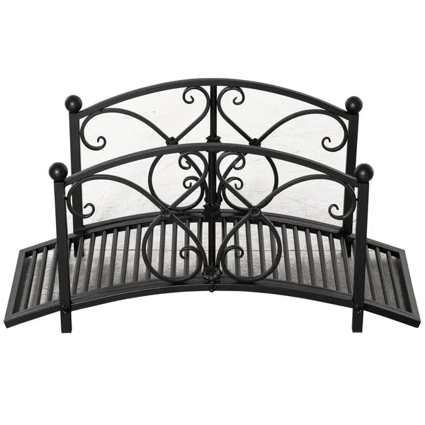 Outsunny Garden Bridge 3.3FT, Decorative Classic Backyard Pond Bridge with Safety Railings Black - product image 5