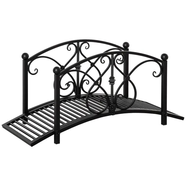 Outsunny Garden Bridge 3.3FT, Decorative Classic Backyard Pond Bridge with Safety Railings Black - product image 1