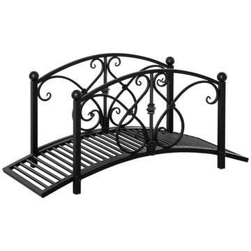 Outsunny Garden Bridge 3.3FT, Decorative Classic Backyard Pond Bridge with Safety Railings Black - product image 1