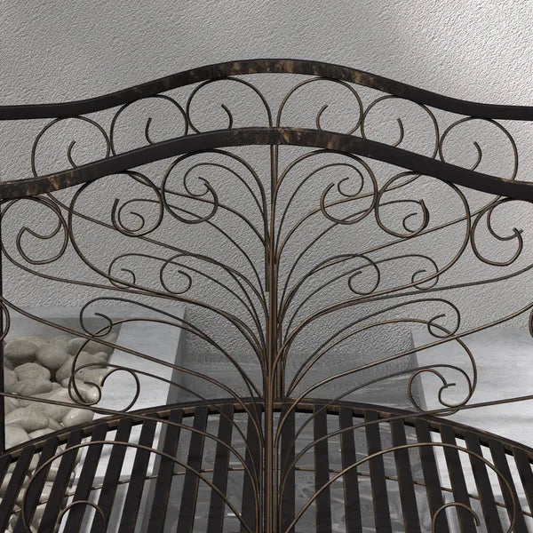 Outsunny Garden Bridge 4' Metal Arch with Scrollwork and Safety Rails Easy Assembly Black Bronze - product image 7