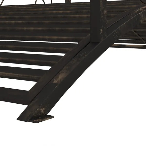 Outsunny Garden Bridge 4' Metal Arch with Scrollwork and Safety Rails Easy Assembly Black Bronze - product image 9