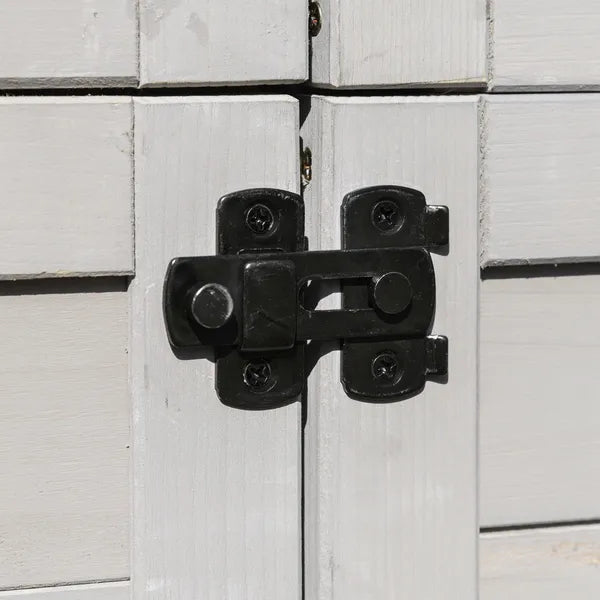 Garden Cabinet Light Gray Wooden 4-Tier Backyard Storage Shed 3 Shelves Lockable Organizer Tin Roof Magnetic Latch - product image 10