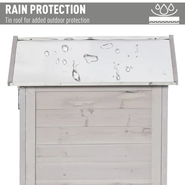Garden Cabinet Light Gray Wooden 4-Tier Backyard Storage Shed 3 Shelves Lockable Organizer Tin Roof Magnetic Latch - product image 6