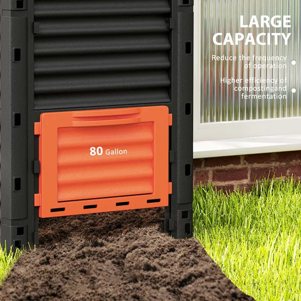 Garden Compost Bin 80 Gallon Outdoor Large Capacity Composter Fast Create Fertile Soil Aerating Box, Orange - product image 5