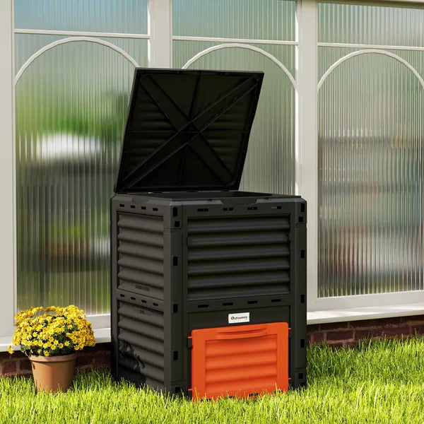 Garden Compost Bin 80 Gallon Outdoor Large Capacity Composter Fast Create Fertile Soil Aerating Box, Orange - product image 10