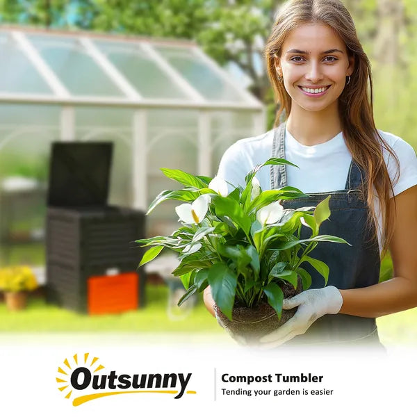 Garden Compost Bin 80 Gallon Outdoor Large Capacity Composter Fast Create Fertile Soil Aerating Box, Orange - product image 9