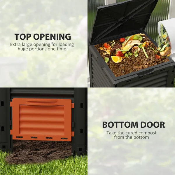 Garden Compost Bin 80 Gallon Outdoor Large Capacity Composter Fast Create Fertile Soil Aerating Box, Orange - product image 4