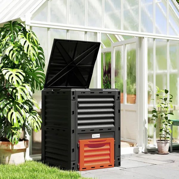 Garden Compost Bin 80 Gallon Outdoor Large Capacity Composter Fast Create Fertile Soil Aerating Box, Orange - product image 2