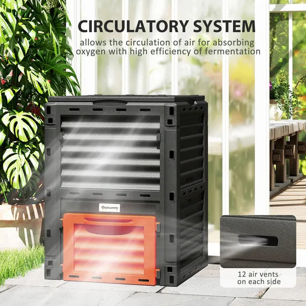 Garden Compost Bin 80 Gallon Outdoor Large Capacity Composter Fast Create Fertile Soil Aerating Box, Orange - product image 7