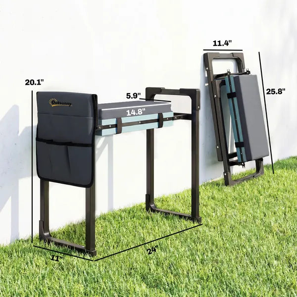Outsunny Garden Kneeler and Seat, Heavy-Duty Foldable Gardening Stool with Thicker Soft Kneeling Pad, Extendable Steel Leg - product image 3