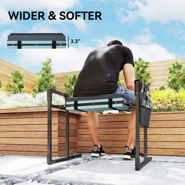 Outsunny Garden Kneeler and Seat, Heavy-Duty Foldable Gardening Stool with Thicker Soft Kneeling Pad, Extendable Steel Leg - product image 6