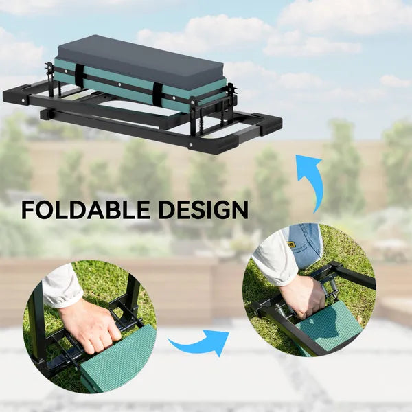 Outsunny Garden Kneeler and Seat, Heavy-Duty Foldable Gardening Stool with Thicker Soft Kneeling Pad, Extendable Steel Leg - product image 8
