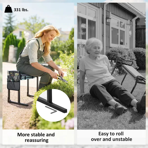 Outsunny Garden Kneeler and Seat, Heavy-Duty Foldable Gardening Stool with Thicker Soft Kneeling Pad, Extendable Steel Leg - product image 5