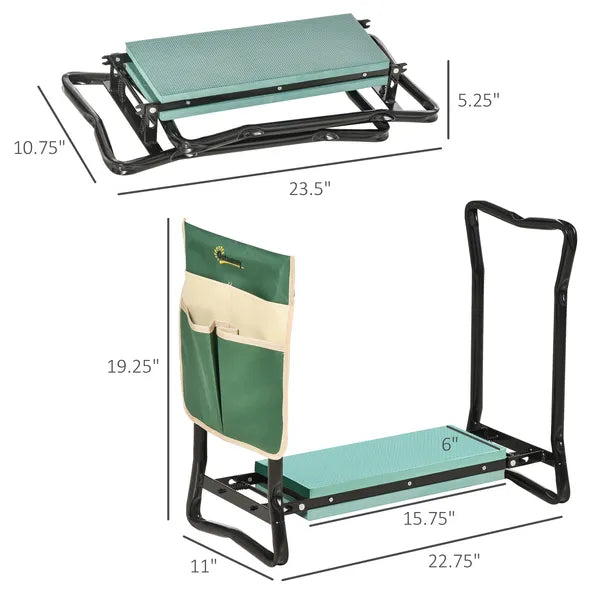 Outsunny Garden Kneeling Bench with 1 Large Side Tool Pouch and Easy Folding Design, Garden Kneeler Seat for Transport and Storage - product image 3