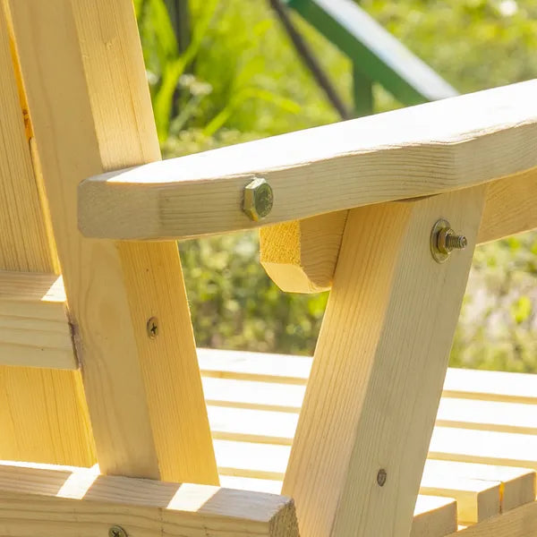 Garden Loveseat with Umbrella Hole Middle Table Natural Wood Tone - product image 9