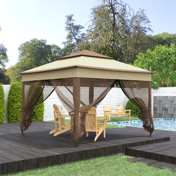Garden Loveseat with Umbrella Hole Middle Table Natural Wood Tone - product image 8