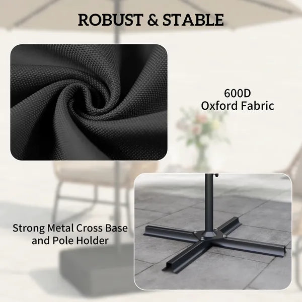 Outsunny Garden Parasol Base 176 lbs Sand Filled Heavy-Duty Stand for Cantilever Umbrellas and 1.9" Poles Black - product image 6