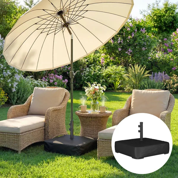 Outsunny Garden Parasol Base 176 lbs Sand Filled Heavy-Duty Stand for Cantilever Umbrellas and 1.9" Poles Black - product image 2