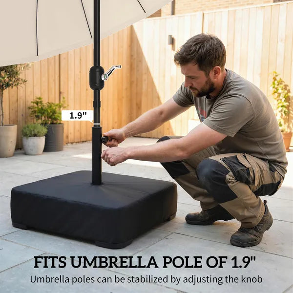 Outsunny Garden Parasol Base 176 lbs Sand Filled Heavy-Duty Stand for Cantilever Umbrellas and 1.9" Poles Black - product image 5