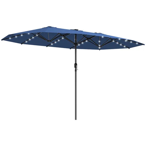 Outsunny Garden Parasol, Double-Sided Sun Umbrella with LED Solar Lights, Patio Parasol for Outdoor, Blue - product image 11