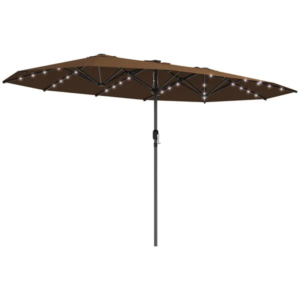 Outsunny Garden Parasol, Double-Sided Sun Umbrella with LED Solar Lights, Patio Parasol for Outdoor, Coffee - product image 12