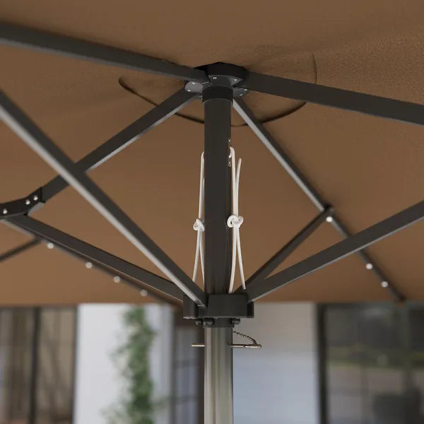 Outsunny Garden Parasol, Double-Sided Sun Umbrella with LED Solar Lights, Patio Parasol for Outdoor, Coffee - product image 9