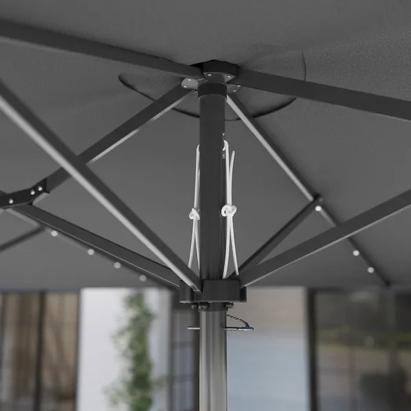 Outsunny Garden Parasol, Double-Sided Sun Umbrella with LED Solar Lights, Patio Parasol for Outdoor, Gray - product image 9