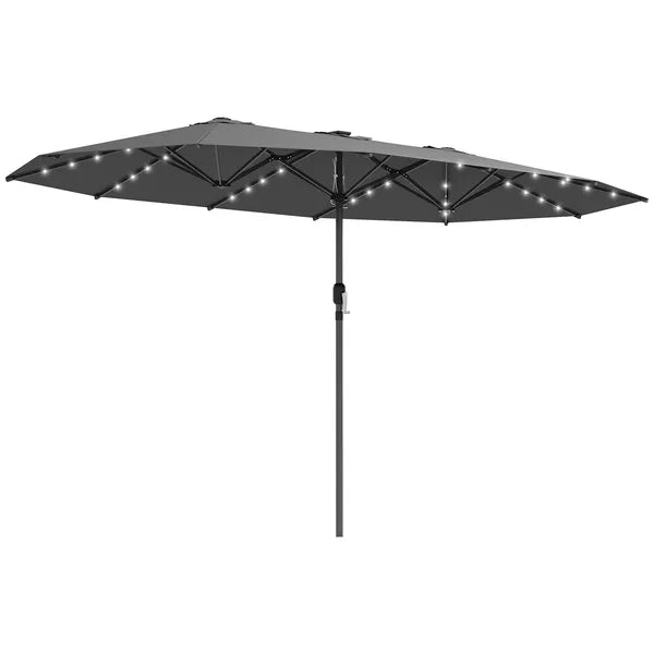Outsunny Garden Parasol, Double-Sided Sun Umbrella with LED Solar Lights, Patio Parasol for Outdoor, Gray - product image 12