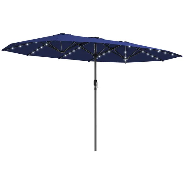 Outsunny Garden Parasol, Double-Sided Sun Umbrella with LED Solar Lights, Patio Parasol for Outdoor, Navy Blue - product image 11