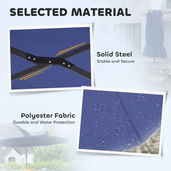 Outsunny Garden Parasol, Double-Sided Sun Umbrella with LED Solar Lights, Patio Parasol for Outdoor, Navy Blue - product image 7
