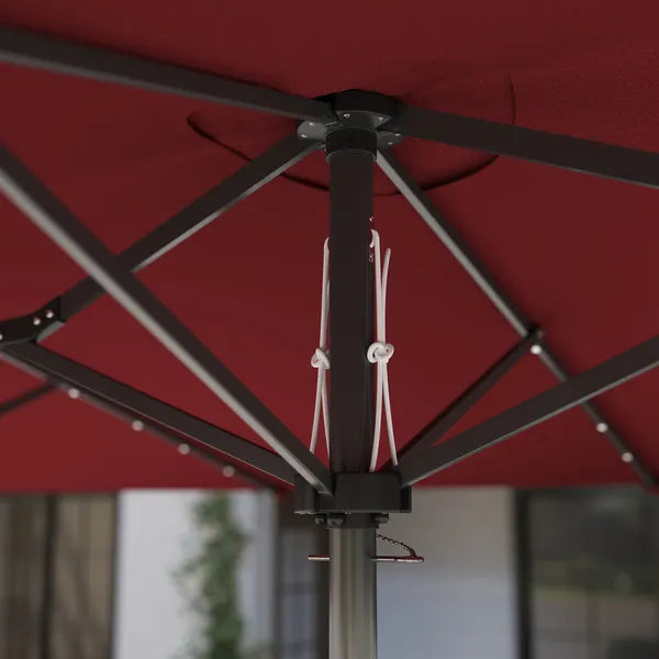Outsunny Garden Parasol, Double-Sided Sun Umbrella with LED Solar Lights, Patio Parasol for Outdoor, Wine Red - product image 9