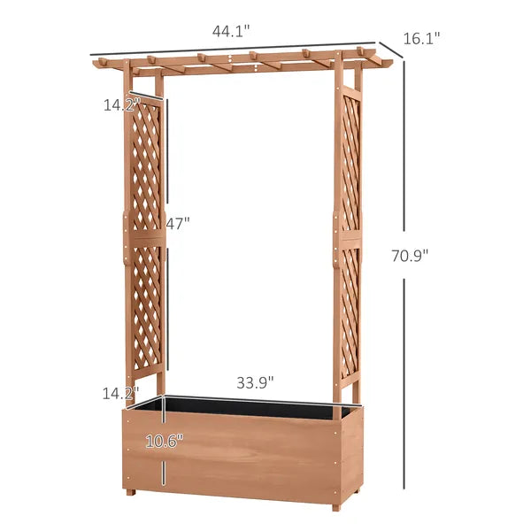 Garden Planter with Trellis: Wooden Construction for Climbing Plants, Includes Drainage, 70.75" Height - product image 3