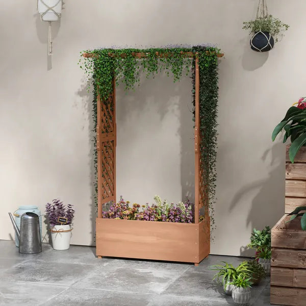 Garden Planter with Trellis: Wooden Construction for Climbing Plants, Includes Drainage, 70.75" Height - product image 10