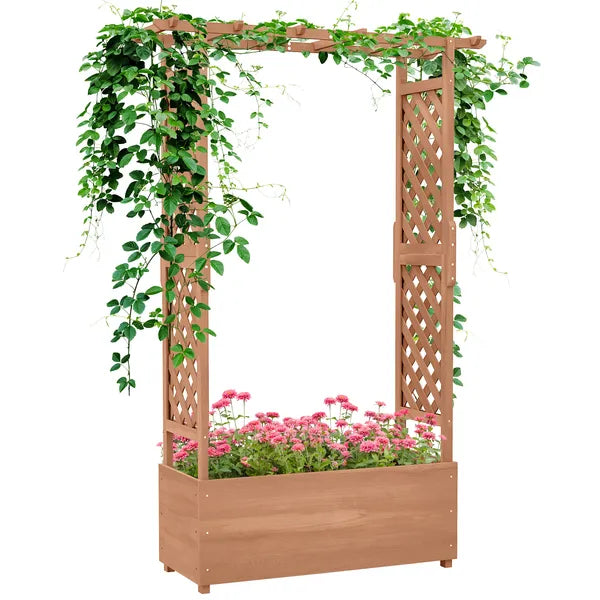 Garden Planter with Trellis: Wooden Construction for Climbing Plants, Includes Drainage, 70.75" Height - product image 11