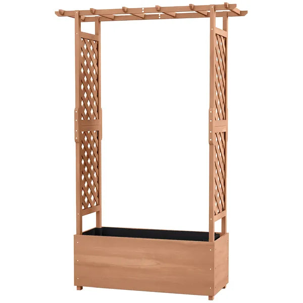 Garden Planter with Trellis: Wooden Construction for Climbing Plants, Includes Drainage, 70.75" Height - product image 1