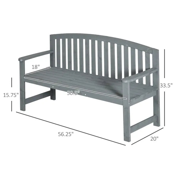 2 Seat Outdoor Wooden Garden Bench with Backrest and Armrests - product image 3