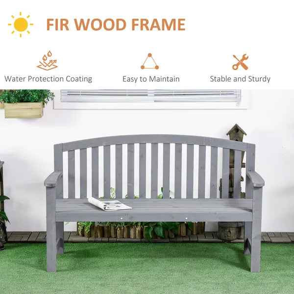 2 Seat Outdoor Wooden Garden Bench with Backrest and Armrests - product image 5