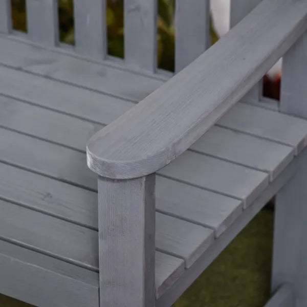 2 Seat Outdoor Wooden Garden Bench with Backrest and Armrests - product image 8