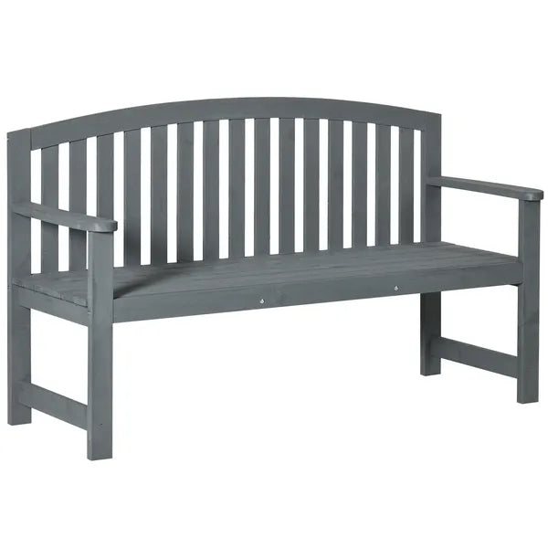 2 Seat Outdoor Wooden Garden Bench with Backrest and Armrests - product image 1