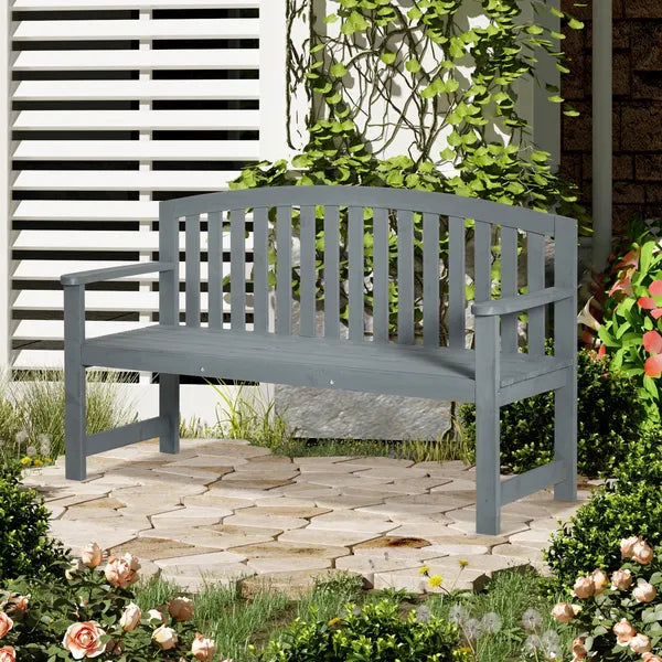 2 Seat Outdoor Wooden Garden Bench with Backrest and Armrests - product image 10