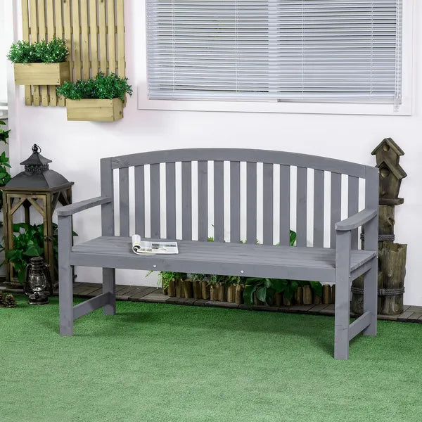 2 Seat Outdoor Wooden Garden Bench with Backrest and Armrests - product image 2
