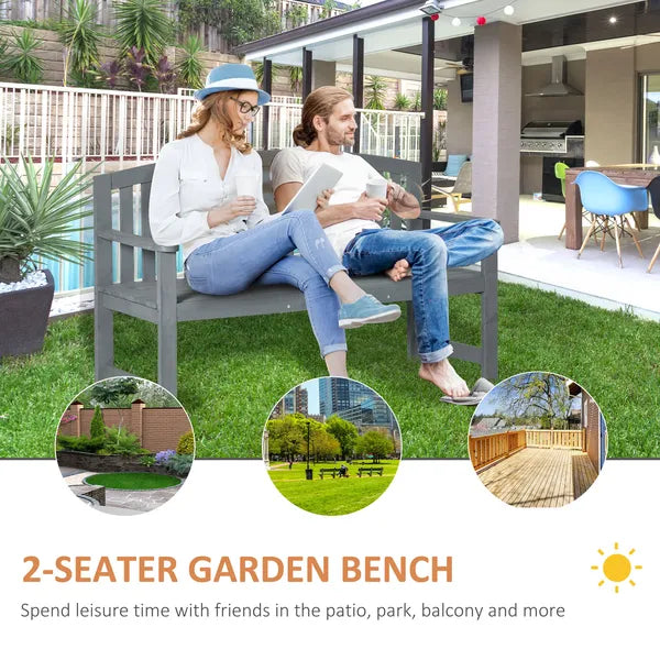 2 Seat Outdoor Wooden Garden Bench with Backrest and Armrests - product image 4